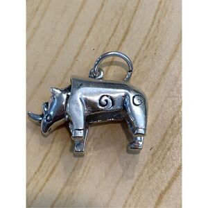 .925 Rhinoceros Sterling Silver Jewelry Charm #vintage #moveable